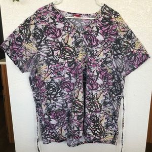 2X Scrub Top, Pink, Black, Yellow, Gray, & White